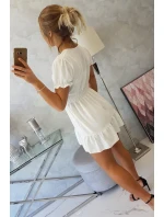 Šaty s viazaným výstrihom do V ecru