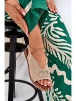 Sandały Damskie Z Ozdobą Na Płaskim Obcasie Eko Zamszowe Beżowe Ralisses