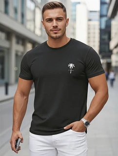 Pánske bavlnené tričko s potlačou, čierne, FashionStreet NX5126R