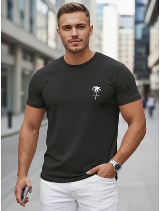 Pánske bavlnené tričko s potlačou, čierne, FashionStreet NX5126R Pánske bavlnené tričko s potlačou, čierne, FashionStreet NX5126R