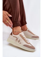 Niskie Buty Sportowe Damskie Z Eko Skóry Beżowe Iladira