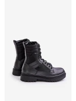 Skórzane Trapery Botki Męskie Ocieplane Big Star OO174164 Czarne