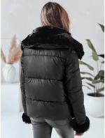 Dámska krátka bunda s kožušinou čierna FashionStreet TY5067 Dámska krátka bunda s kožušinou čierna FashionStreet TY5067