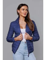 Modrá dámska prešívaná bunda s kapucňou (B0123-72) Modrá dámska prešívaná bunda s kapucňou (B0123-72)