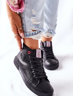 Trampki Damskie Cross Jeans Wysokie Czarne II2R4021