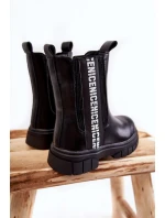 Dziecięce Wysokie Botki Ocieplane Czarne Kimmy