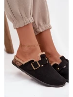 Klapki Chodaki Damskie Ocieplane Futerkiem Z Klamrą Czarne Sylisse