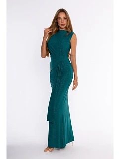 copy of M922 - Elegant shimmering evening dress with drape sash – emerald