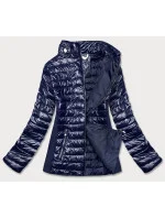 Tmavomodrá dámska lesklá bunda (7210-99)