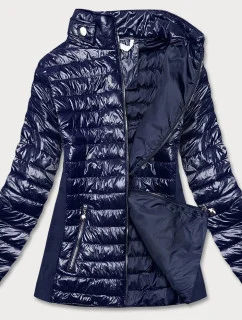 Tmavomodrá dámska lesklá bunda (7210-99)