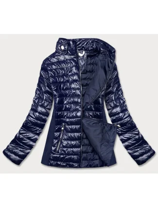 Tmavomodrá dámska lesklá bunda (7210-99)