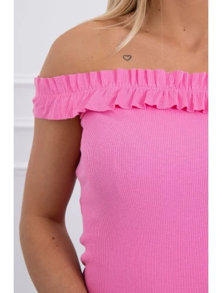Trblietavá blúzka s volánikmi svetlo ružová