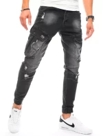 Pánske bojové džínsové nohavice čierne FashionStreet UX3254 Pánske bojové džínsové nohavice čierne FashionStreet UX3254