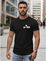 Pánske bavlnené tričko s minimalistickou potlačou čierne FashionStreet NX5086R