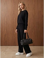 Dámska pletená súprava so širokými nohavicami, čierna, FashionStreet AY1225
