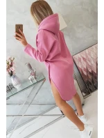 Šaty s kapucňou a bočným rázporkom ružové Šaty s kapucňou a bočným rázporkom ružové