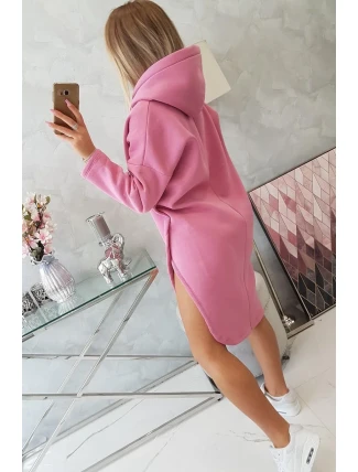 Šaty s kapucňou a bočným rázporkom ružové Šaty s kapucňou a bočným rázporkom ružové