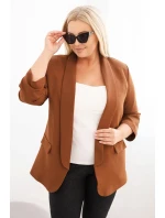 Dámska bunda Plus Size bez zapínania s podšívkou XL/2XL hnedá