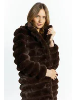 Dámsky kabát prešívaný COT0590-017 Tmavo hnedý - Monnari