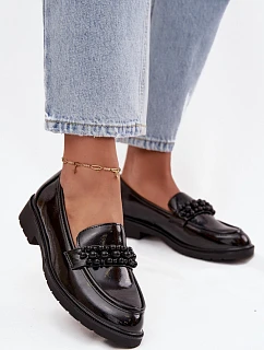 Dámske lakované mokasíny HY52-541 Black - S.Barski