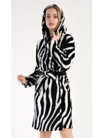 Dámsky krátky župan s kapucňou Zebra