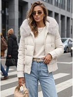 Dámska zimná prešívaná bunda s kožušinou, biela, FashionStreet TY5832 Dámska zimná prešívaná bunda s kožušinou, biela, FashionStreet TY5832
