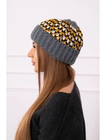 Dámska čiapka Iris K348 tmavo šedá + žltá