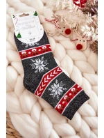 Damskie Świąteczne Skarpetki Błyszczące Renifery Czarno-Czerwone