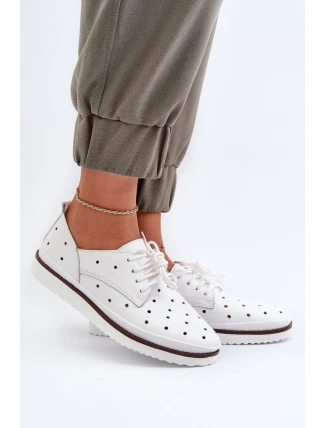 Skórzane Półbuty Damskie Białe S.Barski LR182