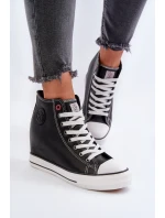 Trampki Damskie Na Koturnie Cross Jeans NN2R4005 Czarne