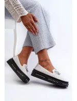 Dámske kožené mokasíny na platforme S.Barski white