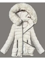 Prešívaná prechodná bunda s kožušinou na kapucni S'west ecru (B8301-26) Prešívaná prechodná bunda s kožušinou na kapucni S'west ecru (B8301-26)