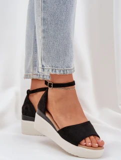 Lekkie Sandały Na Platformie I Delikatnym Koturnie Czarne Gillifia