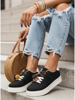 Dámske semišové tenisky s ozdobnou platformou čierne FashionStreet ZY1418 Dámske semišové tenisky s ozdobnou platformou čierne FashionStreet ZY1418