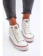 Trampki Damskie Na Koturnie Cross Jeans NN2R4004 Białe