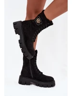 Ocieplane Botki Wokrery Damskie Z Ozdobą Czarne Melisse