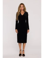 M889 Zamatové bodycon šaty - čierne
