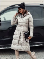 Dámska dlhá prešívaná bunda VELVETTI s kapucňou obojstranná béžová FashionStreet TY4653