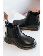 Dziecięce Skórzane Ocieplane Botki Czarne Porky