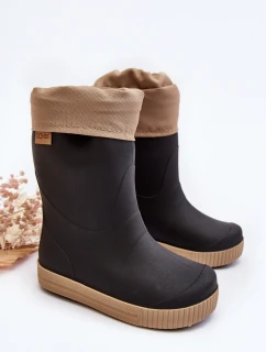 Dziecięce Kalosze Z Ocieplaczem Snow Wave Gokids 981 Czarno-Beżowe