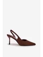 Szpilki Z Odkrytymi Piętami Czekoladowe Lenira