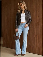 Dámska kožená bunda Napoleonka, hnedá, FashionStreet TY6042 Dámska kožená bunda Napoleonka, hnedá, FashionStreet TY6042