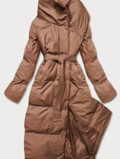 Dámska zimná obálková bunda v hnedej farbe (5M737-502)