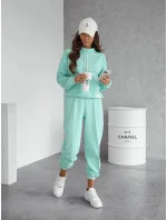 Dámska tepláková súprava v mätovej farbe - mikina so stojačikom a nohavice (82162)