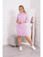 Šaty s kapucňou a vreckami fialové