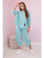 Bavlnená mikina nohavice set mätová