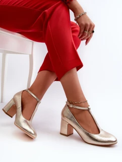 Czółenka Z Eko Skóry Na Słupku Złote Raniyah