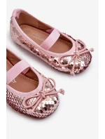 Balerinki Dziecięce Ozdobione Cekinami Różowe Weries
