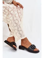 Dámské pantofle na ploché podrážce s přezkou Černé Melivra