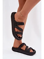 Pěnové dámské pantofle s pásky a sponou Big Star TT274A037 Černé